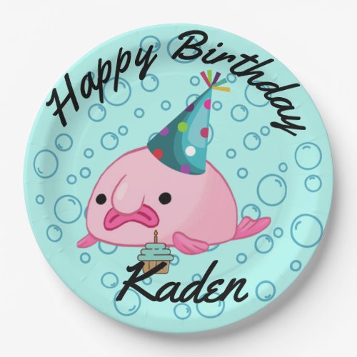 Party on Birthday Blobfish Paper Plates