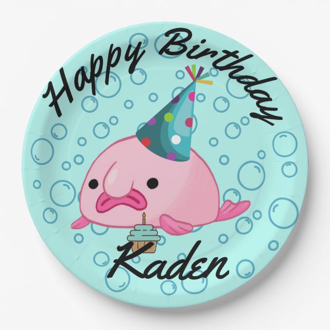 Party on Birthday Blobfish Paper Plates (Front)