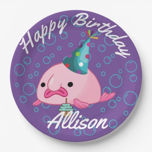 Party on Birthday Blobfish purple Paper Plates