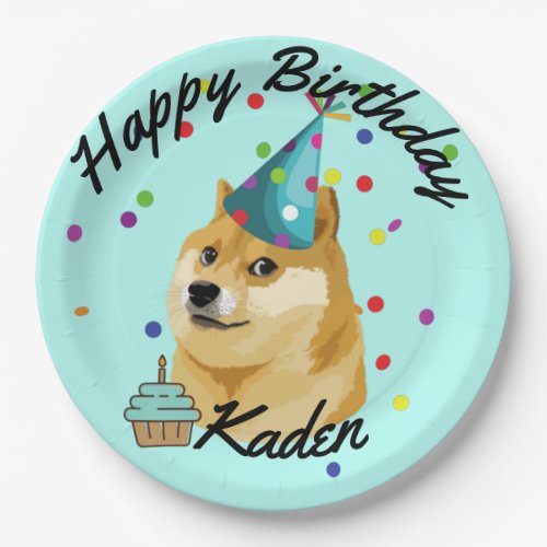 Party on Birthday Doge Paper Plate