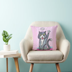 Party On Disco Ball Cat Cartoon Fun Art Throw Pillow