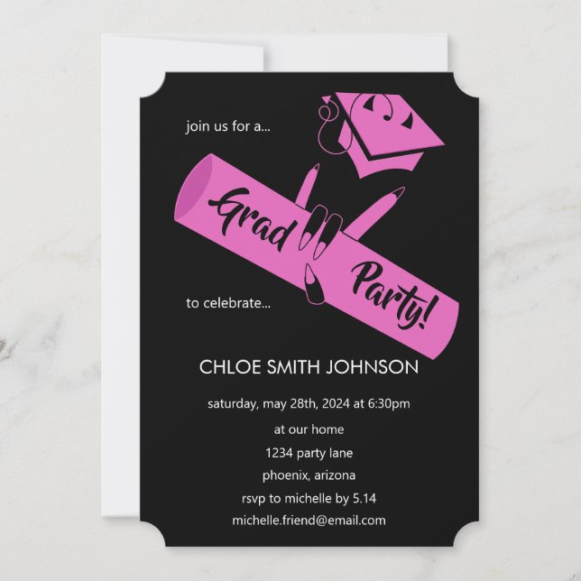 Party on! Pink Invitation (Front)