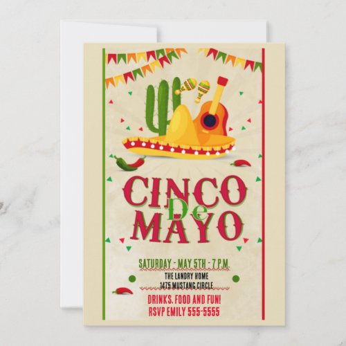 Party  On The Calendar Cinco de Mayo Invitation