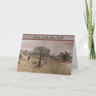 Party on the Hay Field Folded Holiday Card