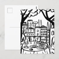 Party on the Terrace Whimsical City Hand Drawn