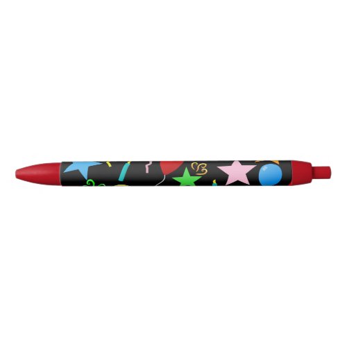 Party On Wild and Crazy Colorful Design Black Ink Pen