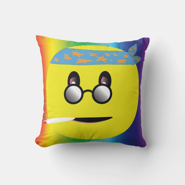 Party On Yellow Face Throw Pillow (Front)