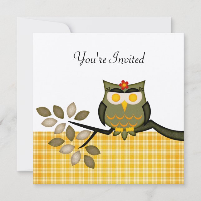 Party Owl Invitation for any occasion (Front)