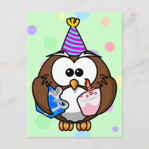 party owl invitation postcard