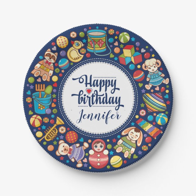 Party Palooza Birthday Party Paper Plates (Front)