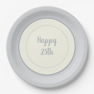 Party Paper China-look Rimmed 25th Annivesary Plates