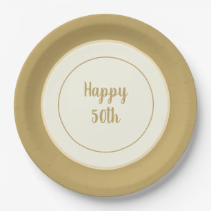 Party Paper China-look Rimmed 50th Anniversary Plates