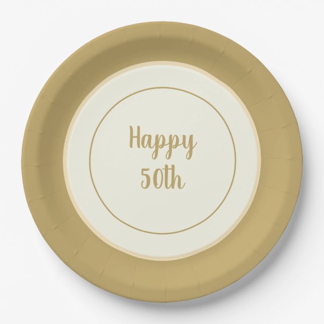 Party Paper China-look Rimmed 50th Anniversary Plates (Front)