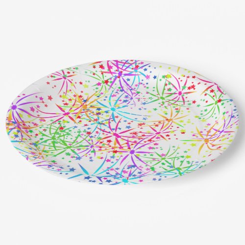 Party Paper plate rainbow fireworks stars