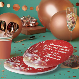 Party Paper Plate She Will Bear A Son Xmas 7"
