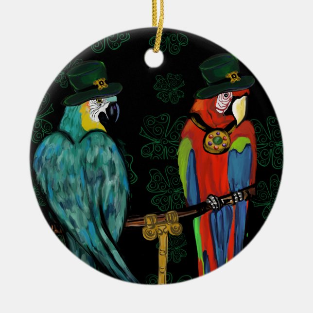 PARTY PARROTS        CERAMIC ORNAMENT (Front)