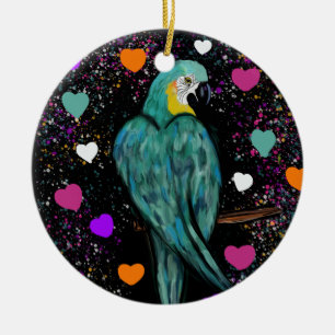 PARTY PARROTS CERAMIC ORNAMENT