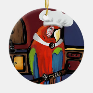 PARTY PARROTS CERAMIC ORNAMENT
