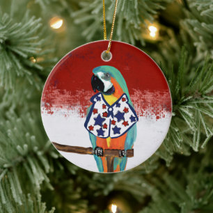 PARTY PARROTS CERAMIC ORNAMENT