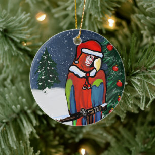 PARTY PARROTS CERAMIC ORNAMENT