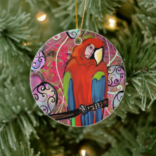 PARTY PARROTS         CERAMIC ORNAMENT