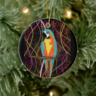 PARTY PARROTS       CERAMIC ORNAMENT