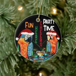 PARTY PARROTS CERAMIC ORNAMENT
