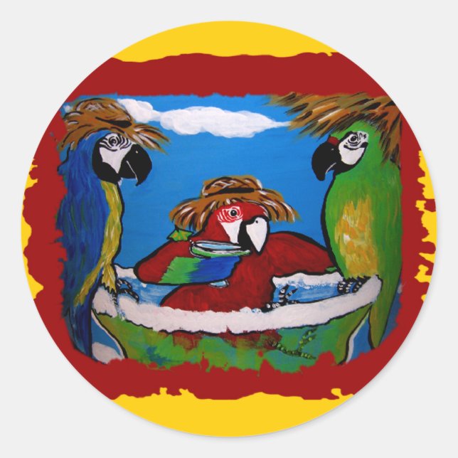 Party Parrot's Cheers Classic Round Sticker (Front)