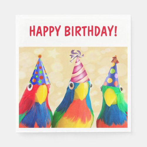 Party Parrots Colorful Birthday Napkins