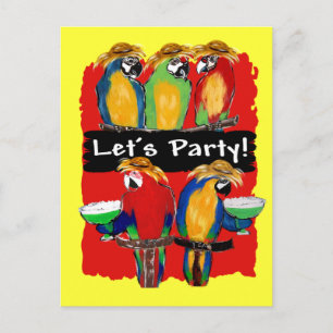 PARTY PARROTS INVITATION POSTCARD