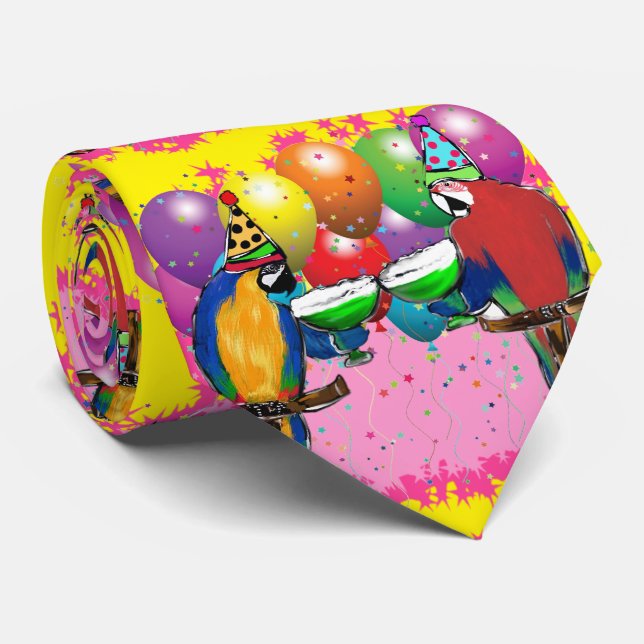 PARTY PARROTS NECK TIE (Rolled)