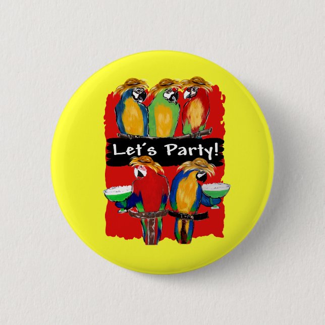 PARTY PARROTS PINBACK BUTTON (Front)