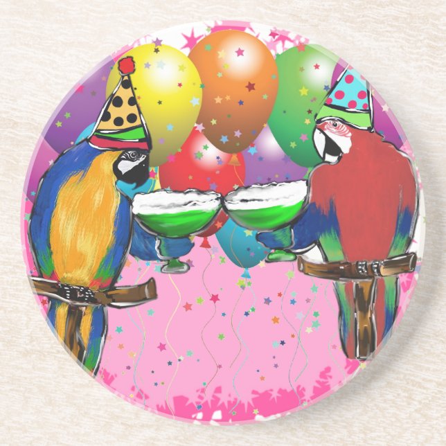 PARTY PARROTS SANDSTONE COASTER (Front)