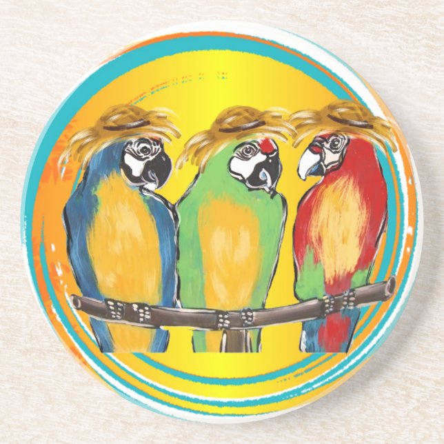 PARTY PARROTS SANDSTONE COASTER (Front)