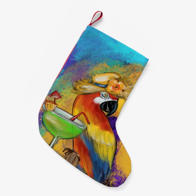 Party Parrots Small Christmas Stocking (Front (Hanging))