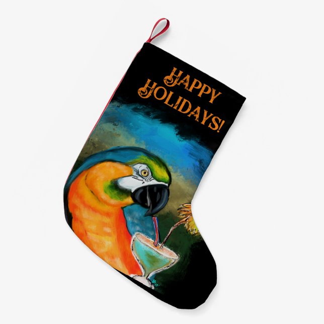 Party Parrots Small Christmas Stocking (Front (Hanging))