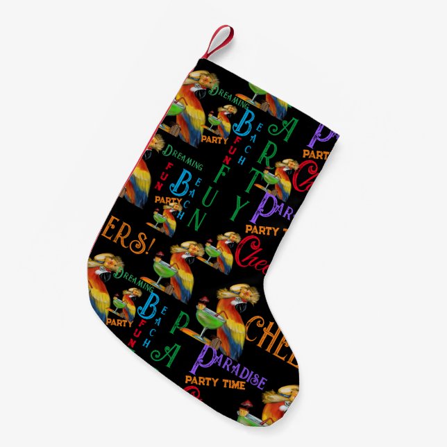 Party Parrots Small Christmas Stocking (Front (Hanging))