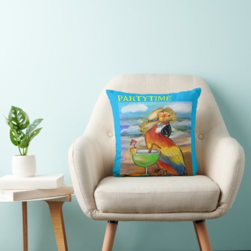 Party Parrots Throw Pillow