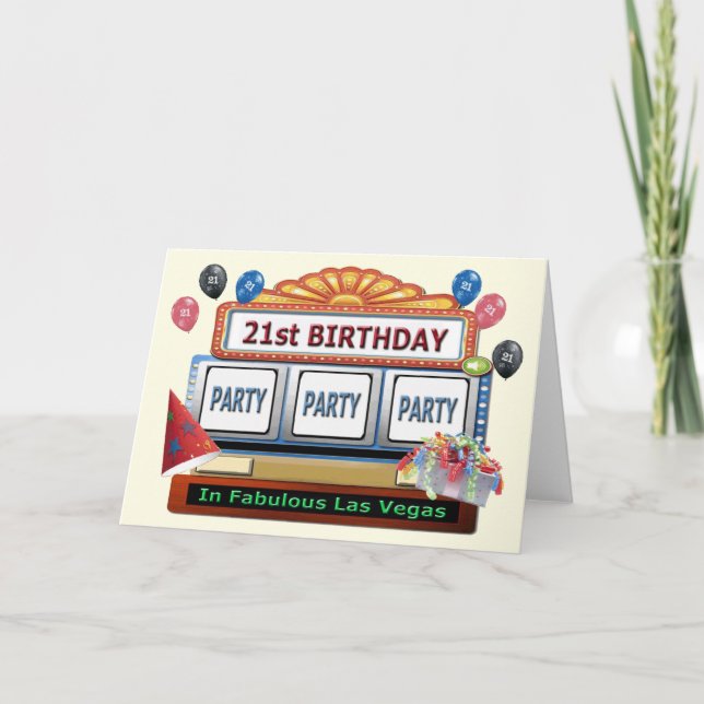 PARTY PARTY PARTY 21st Birthday Las Vegas Card (Front)