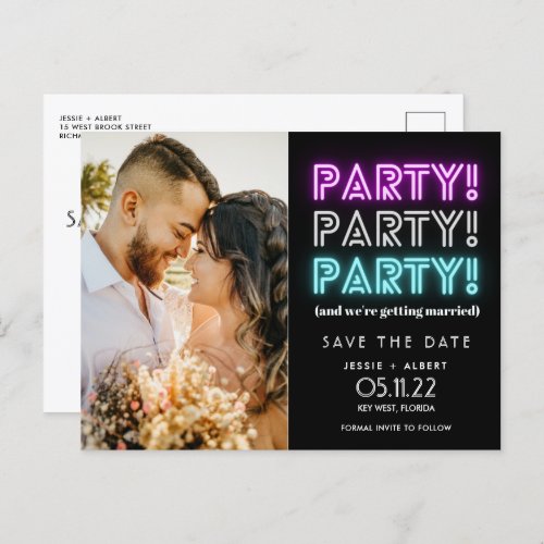 Party Party Party Photo Wedding Save the Date Announcement Postcard