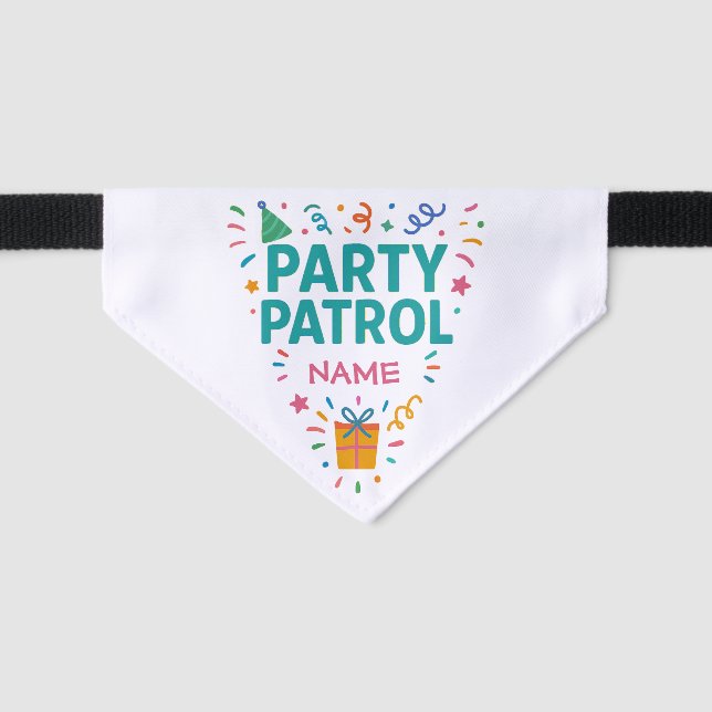 Party Patrol Personalized Dog Bandana Pet Bandana Collar (Front)