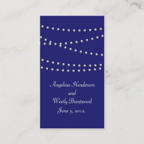 Party Pearls on Indigo Wedding Website Card Business Card Template