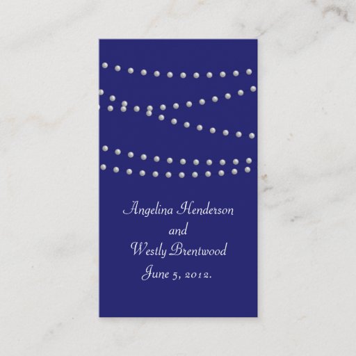 Customizable Party Pearls on Indigo Wedding Website Card Business Card Template