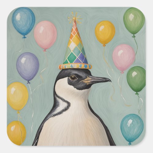 Party Penguin Square Sticker