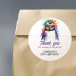 Party Penguin sunglasses, kid's birthday Classic Round Sticker<br><div class="desc">Chill out in style with our Party Penguins stickers,  featuring the cool Penguin with Sunglasses design. Thank your guests with a personalized touch.</div>