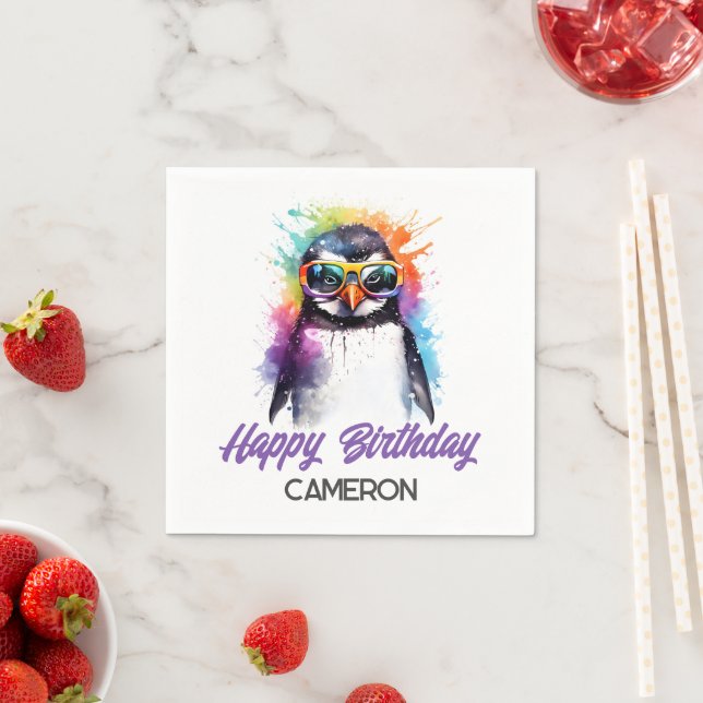 Party Penguin sunglasses, kid's birthday  Napkins (Insitu)
