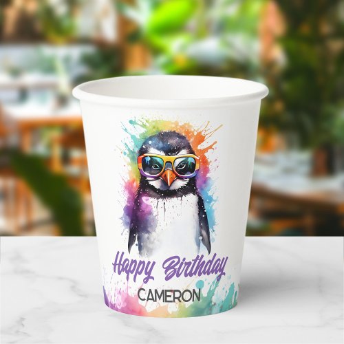 Party Penguin sunglasses kids birthday  Paper Cups