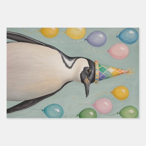 Party Penguin Wrapping Paper Sheets