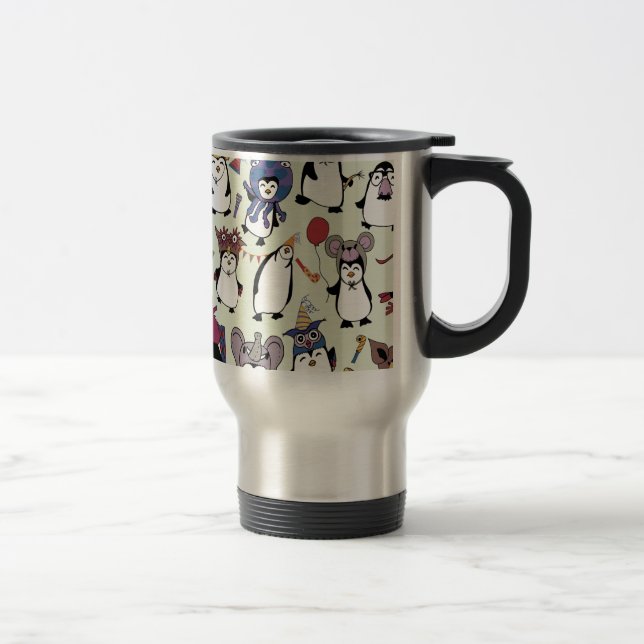 Party Penguins in Disguise Travel Mug (Right)