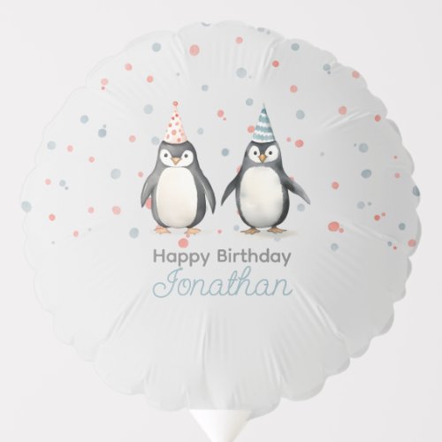 Party Penguins watercolor childrens birthday Balloon